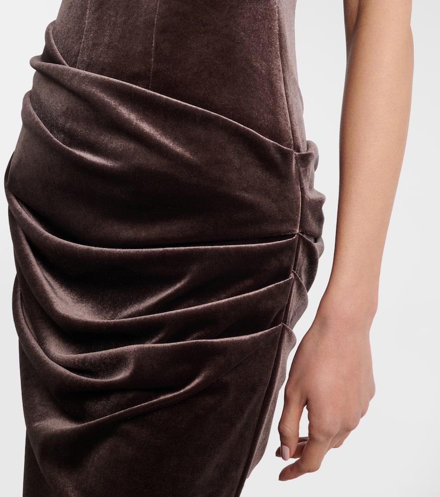 Alex Perry Draped Velvet Gown In Brown