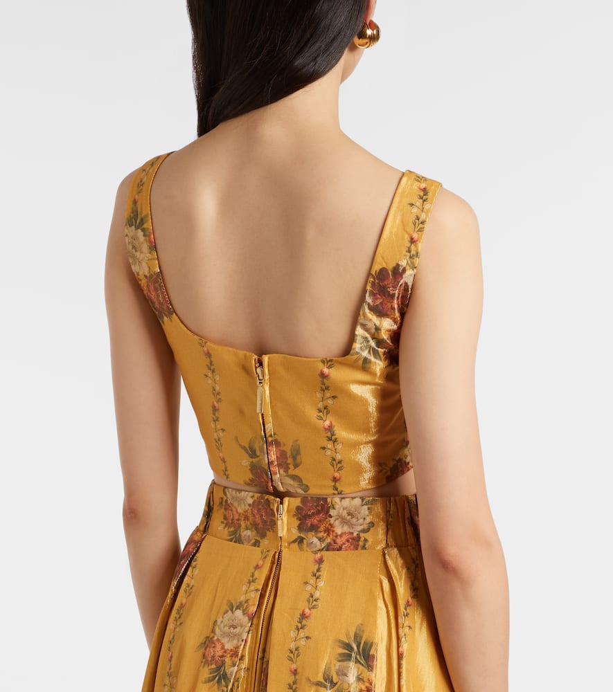 Agua By Agua Bendita Amanda Floral Cotton-blend Crop Top In Yellow