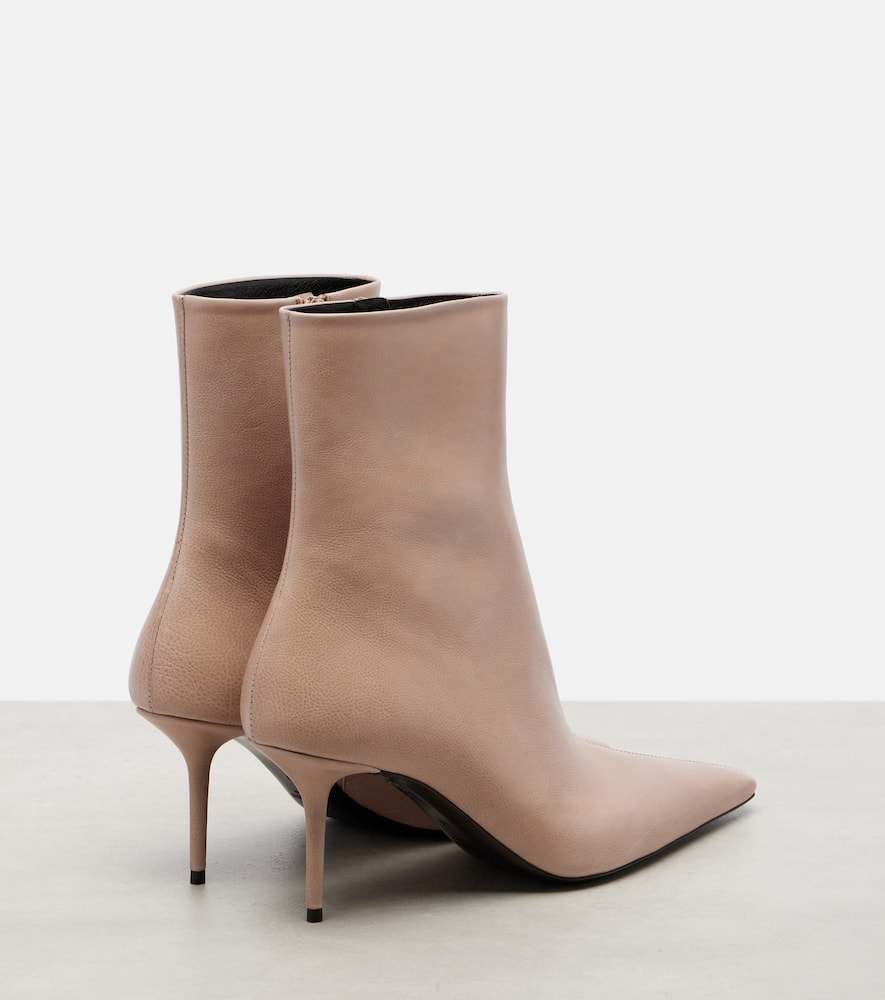 Saint Laurent Ashley 75 Leather Ankle Boots In Pink