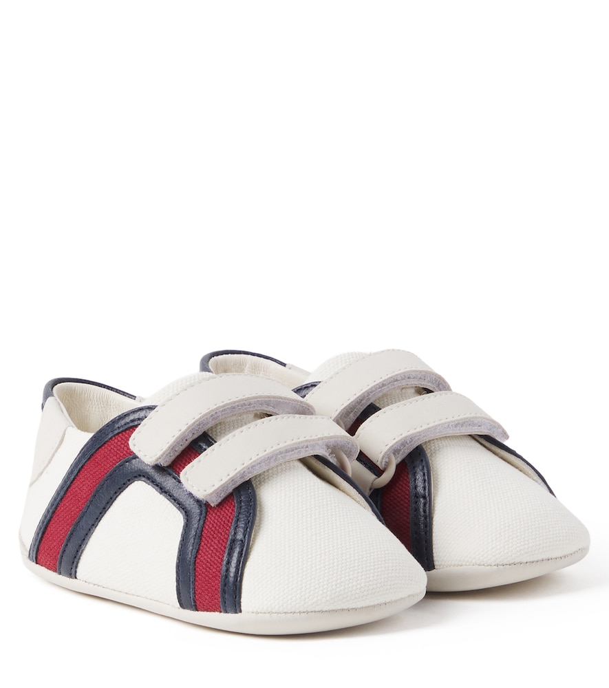 Gucci Kids Baby suede-trimmed canvas sneakers