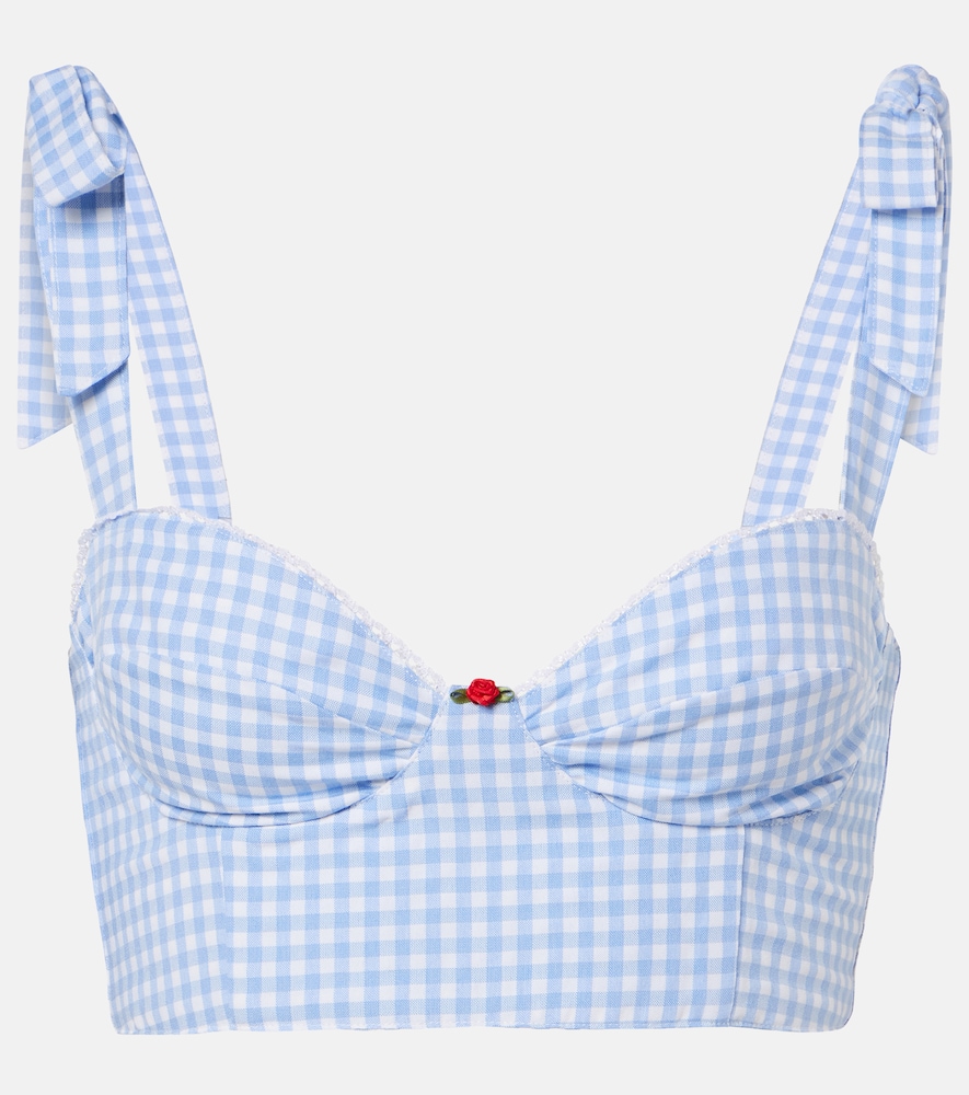 Bananhot Alba gingham cotton poplin crop top
