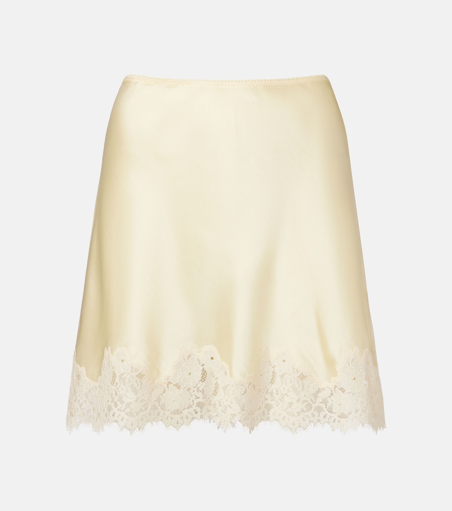 Dôen Giulietta Lace Trimmed Silk Miniskirt