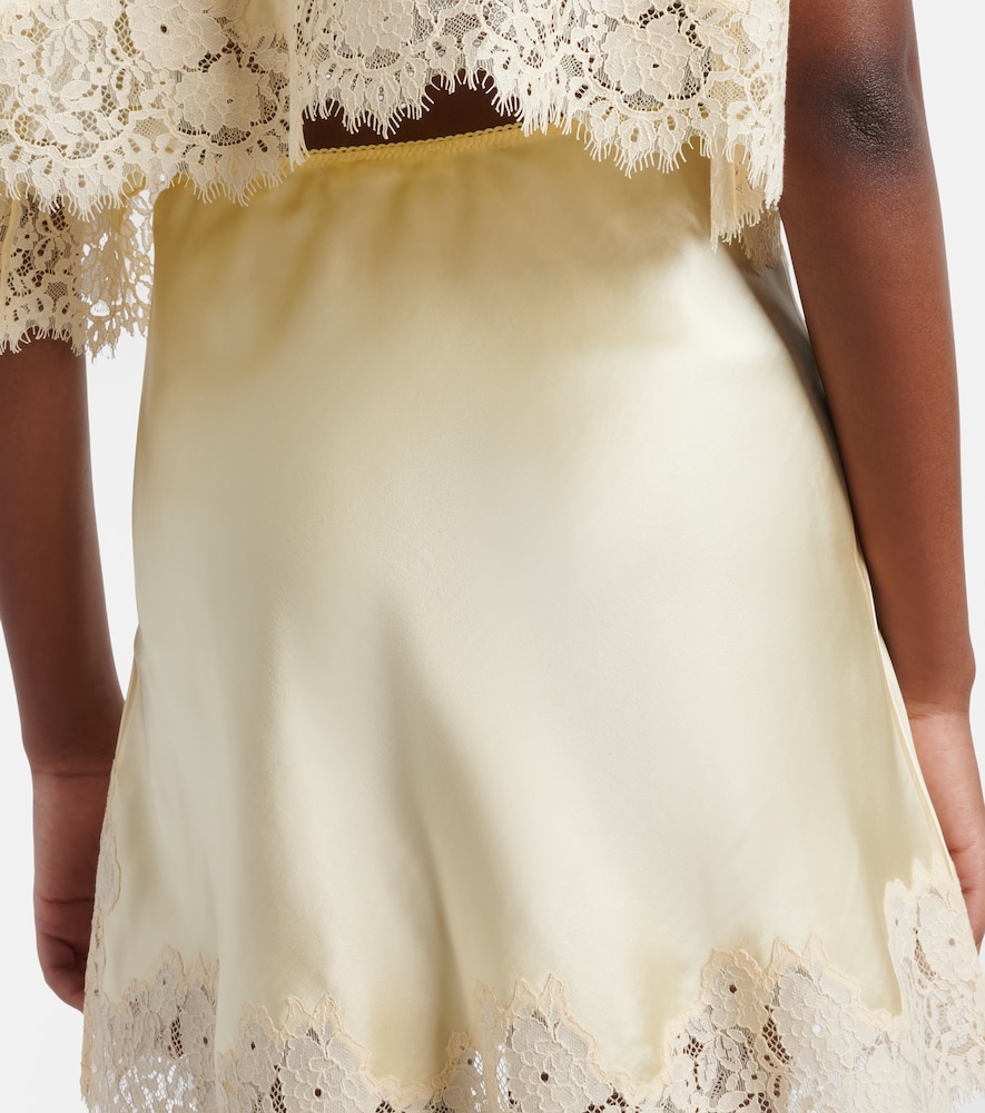 Dôen Giulietta Lace-Trimmed Silk Miniskirt