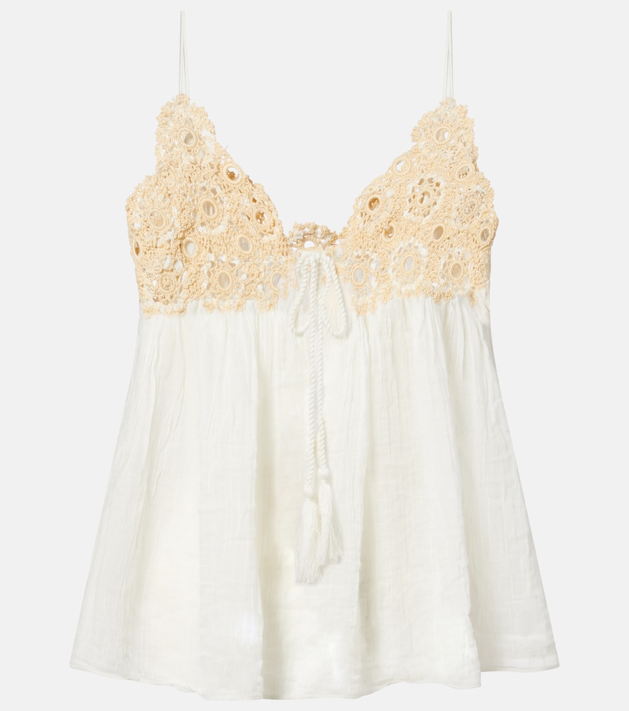 Alessia Crochet-Trimmed Cotton Gauze Top