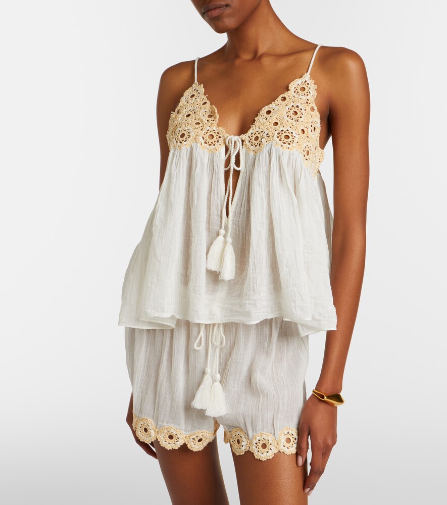 Ulla Johnson Alessia crochet-trimmed cotton gauze top