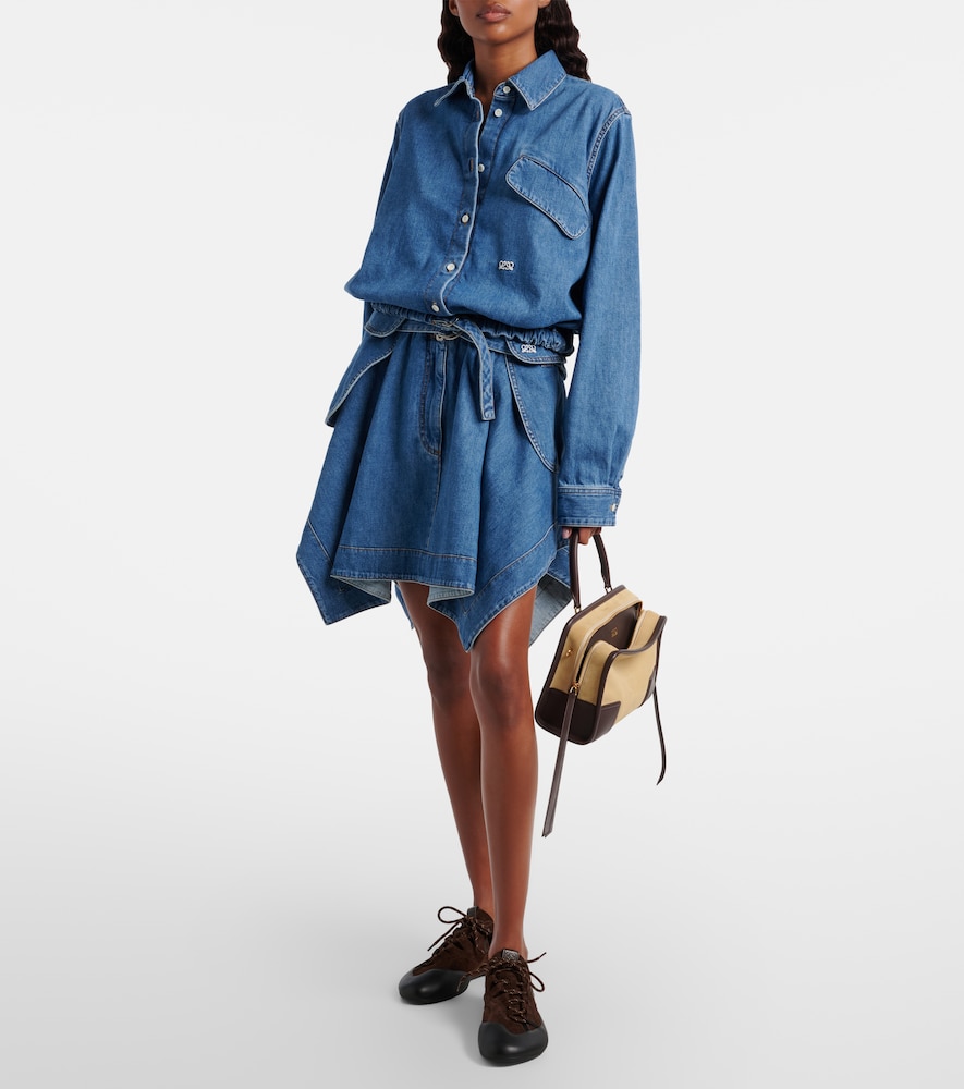 Loewe Double L belted denim miniskirt