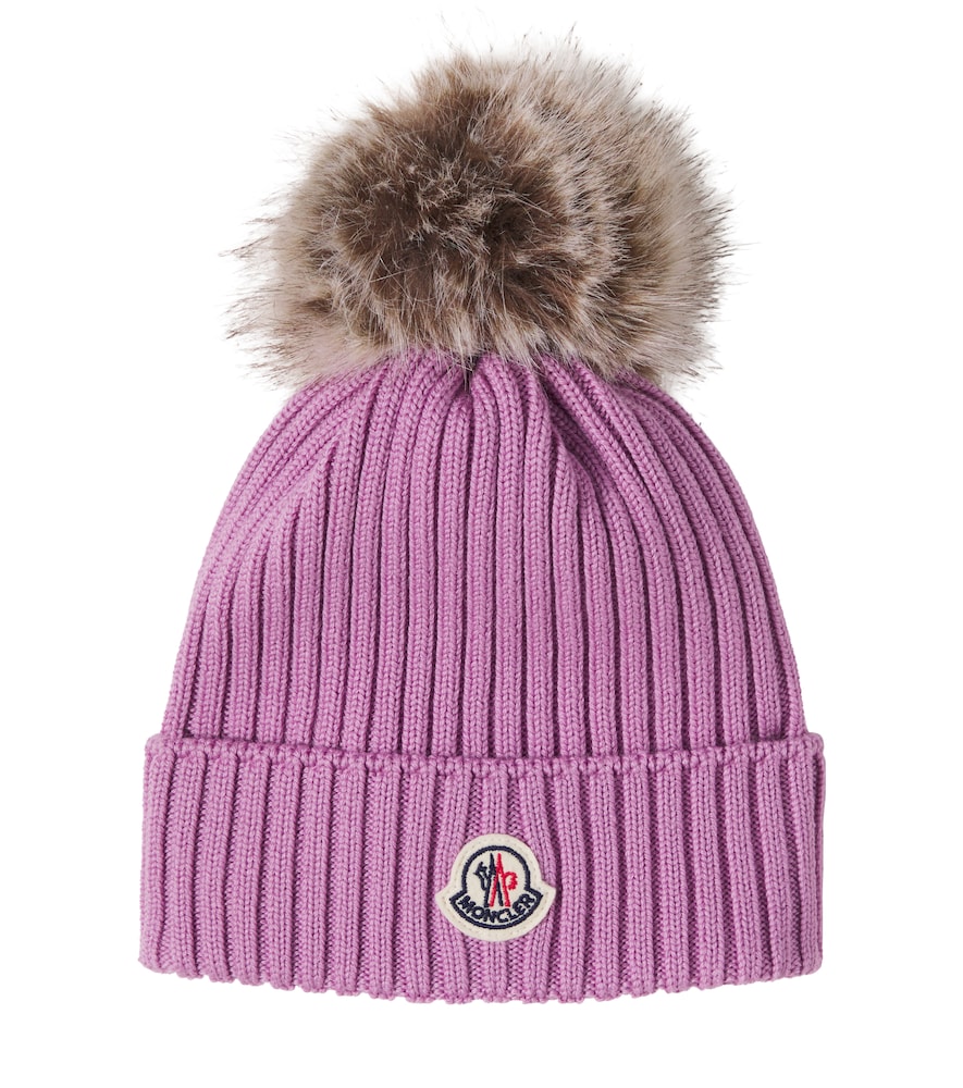 Moncler Enfant Purple Logo Ribbed-Knit Virgin Wool Beanie - Mytheresa