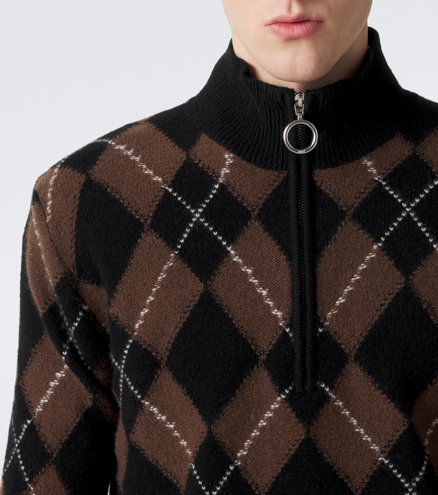 Argyle Virgin Wool Half-Zip Sweater