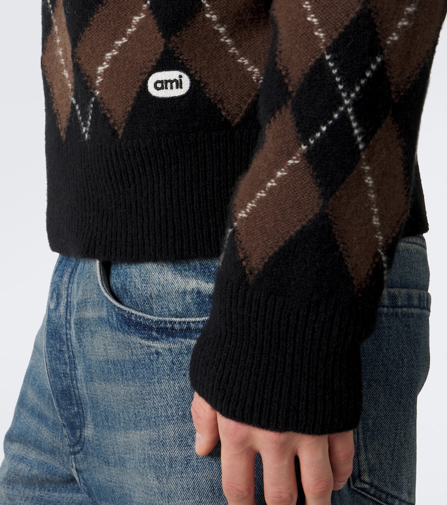 Argyle Virgin Wool Half-Zip Sweater