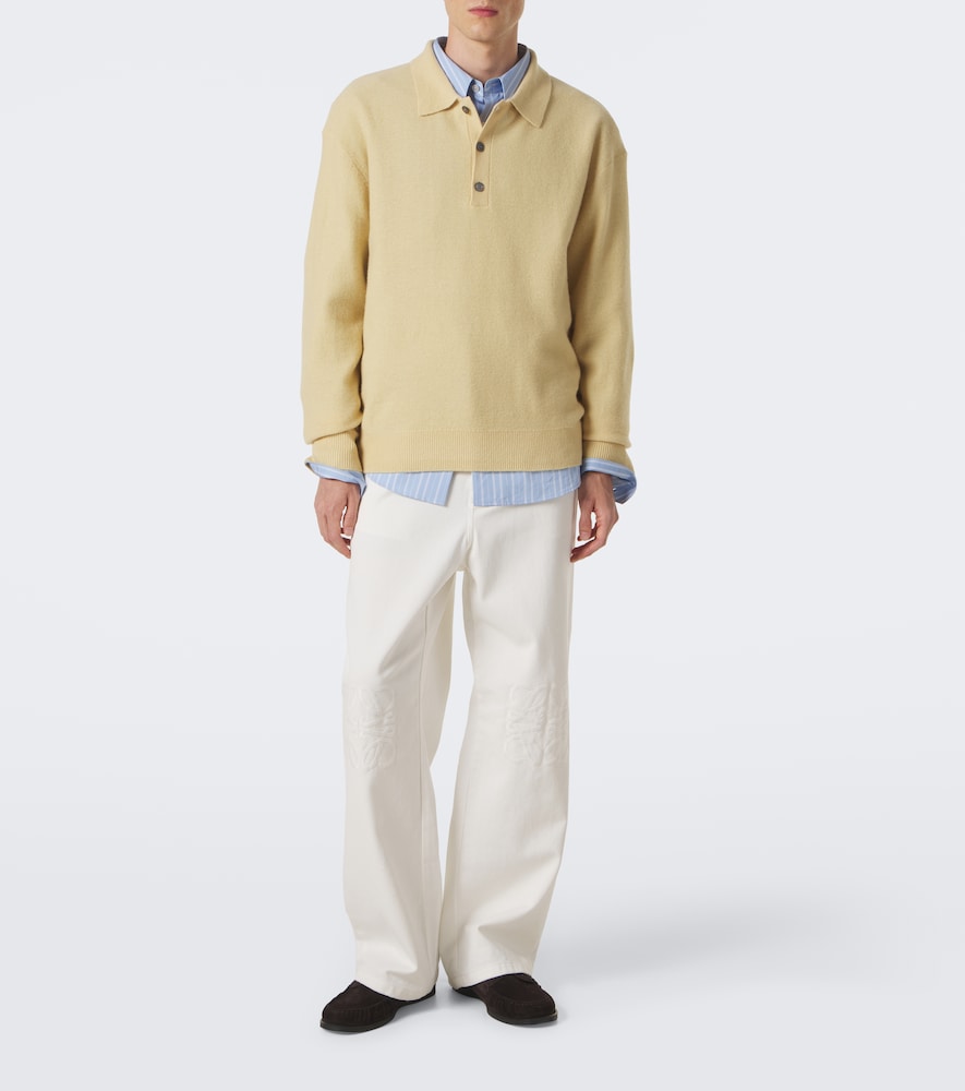 Frame Wool Polo Sweater In Yellow