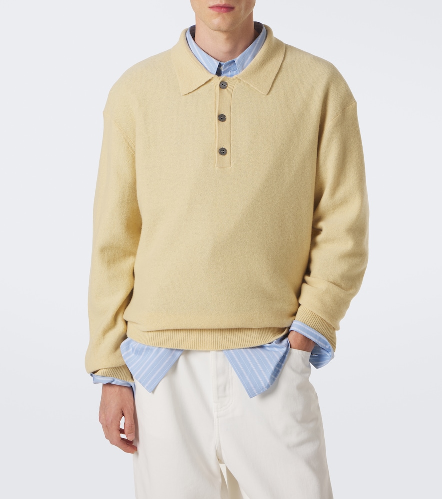 Frame Wool Polo Sweater In Yellow