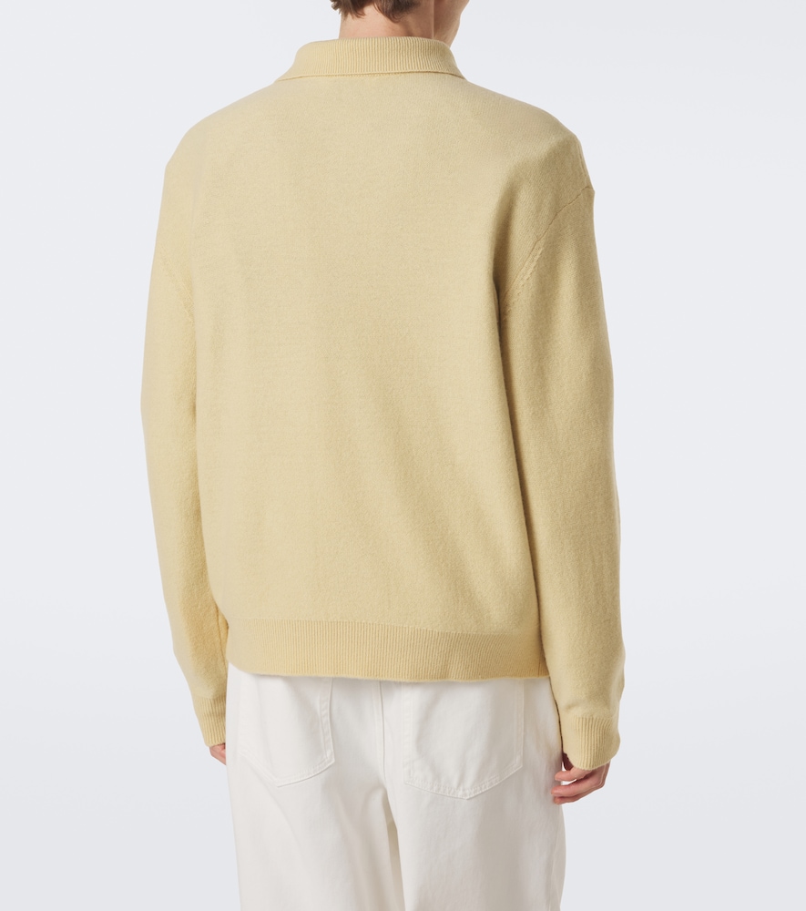 Frame Wool Polo Sweater In Yellow