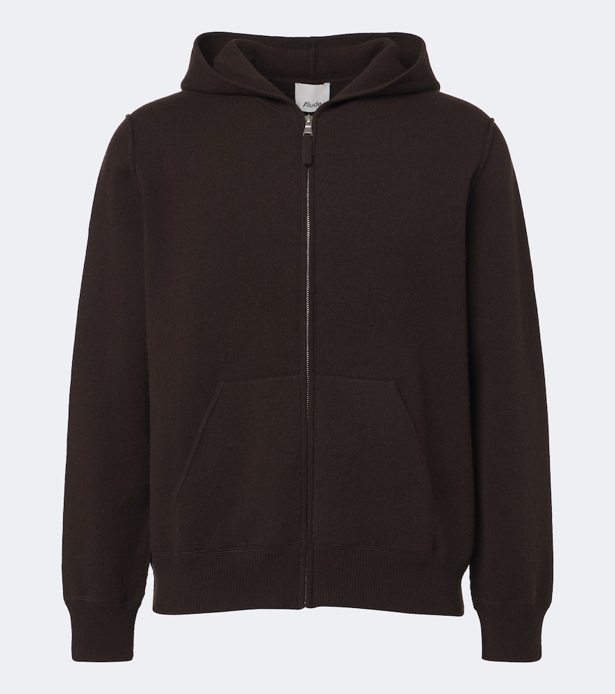 Knitted Wool And Cashmere Zip-Up Hoodie