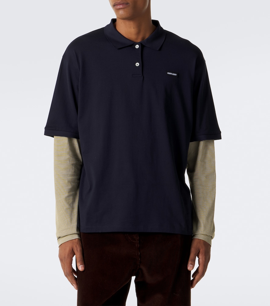 Layered Cotton Jersey Polo Shirt