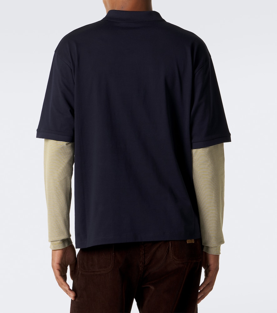 Layered Cotton Jersey Polo Shirt