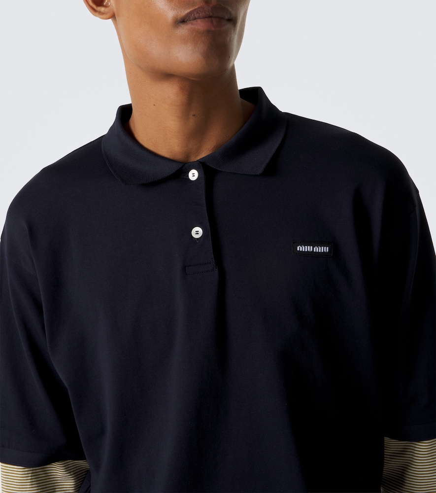 Layered Cotton Jersey Polo Shirt