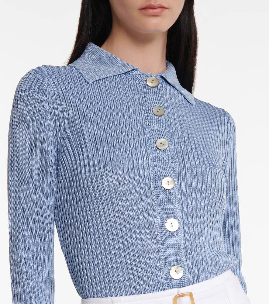 Vince Light Blue Ribbed Cardigan In Grey ModeSens