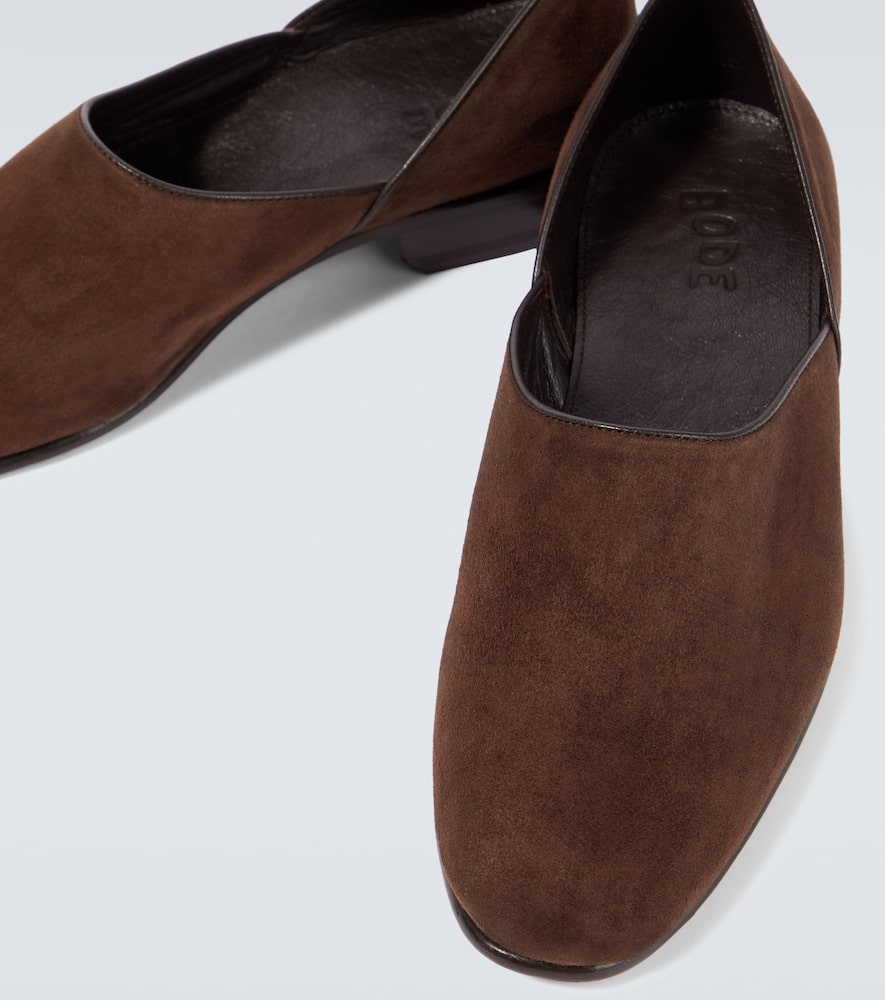 Shop Bode House Shoe Suede Loafers In Brown