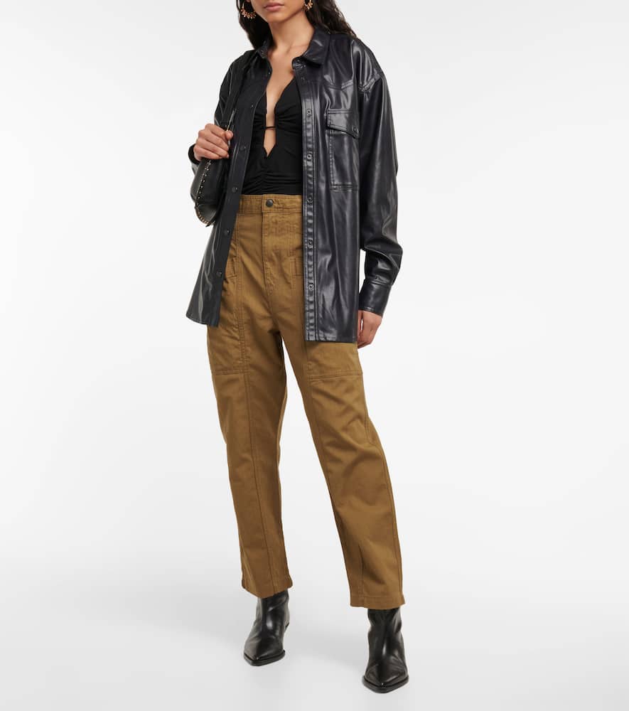 Isabel Marant Étoile Pandore Cotton-blend Pants In Khaki