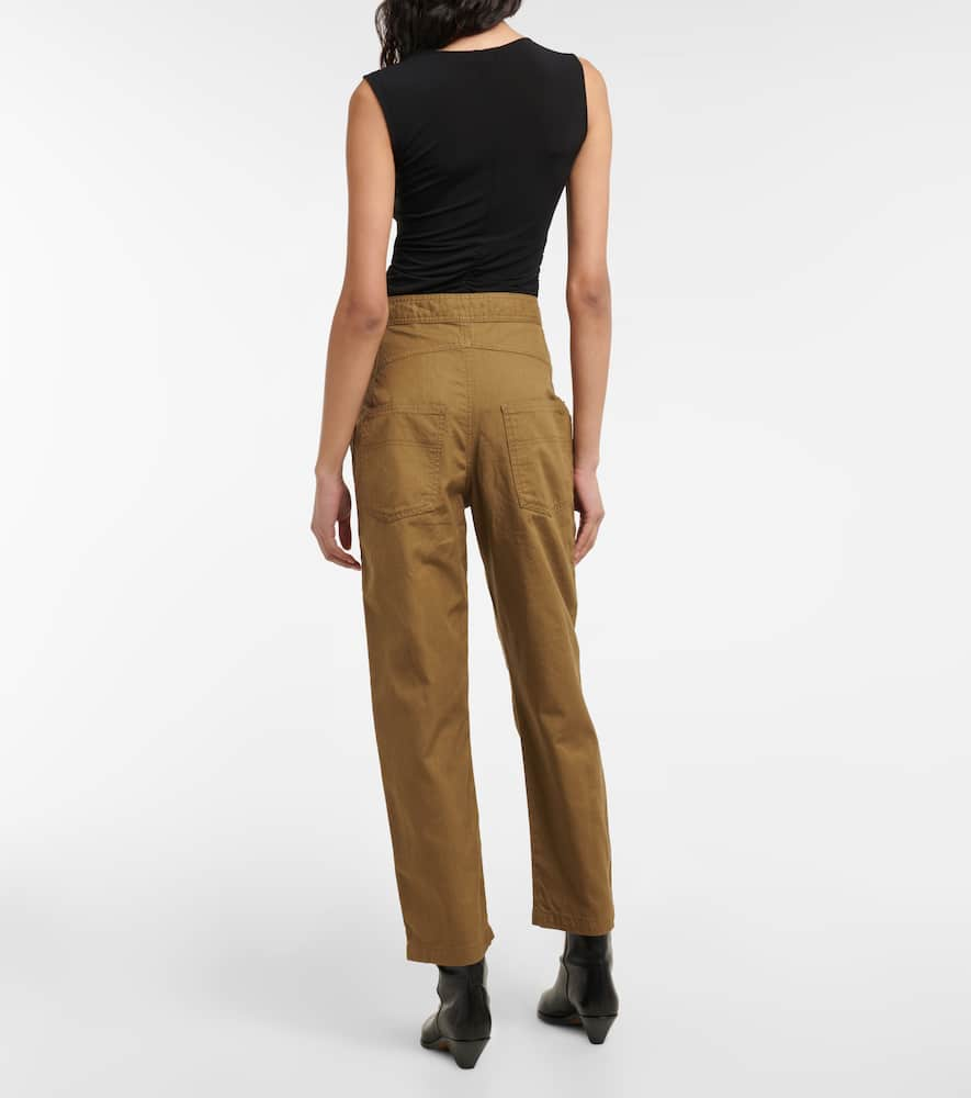 Shop Isabel Marant Étoile Pandore Cotton-blend Pants In Khaki