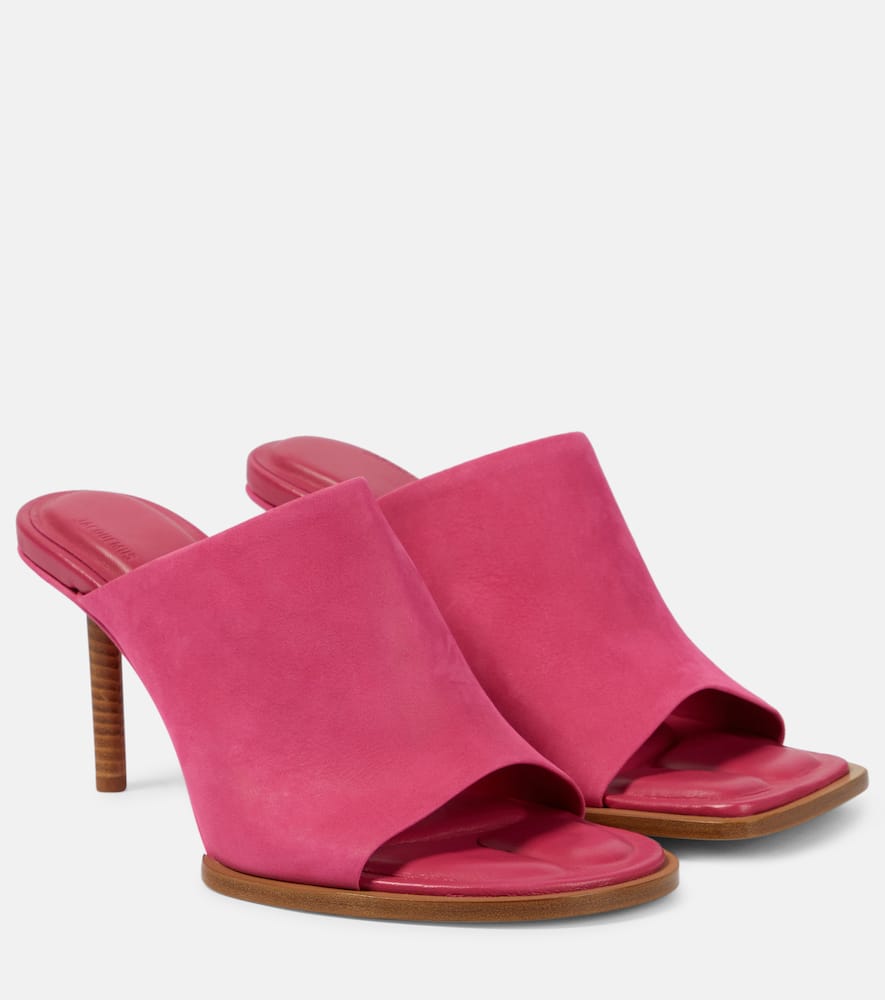 Les Mules Rond Carré asymmetrical suede mules