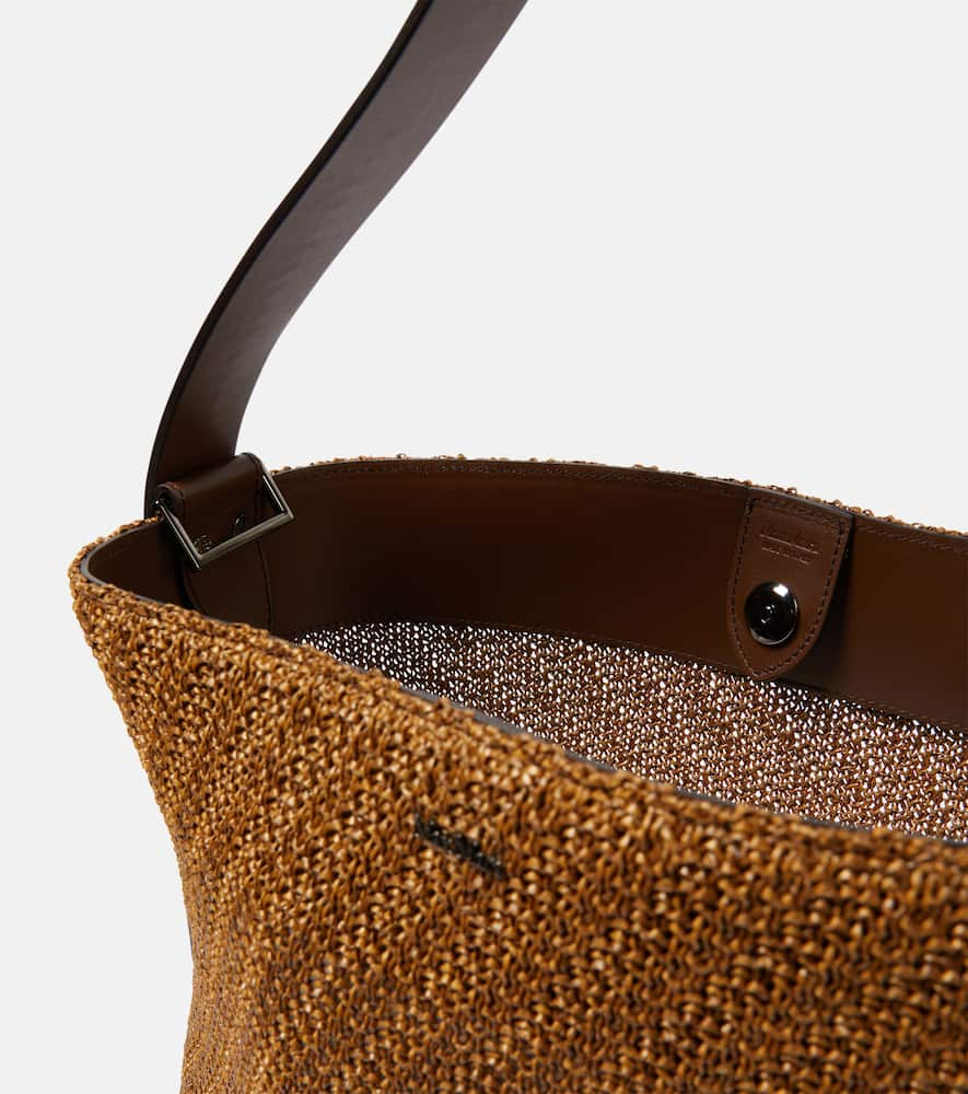 Shop Max Mara Archetipo Large Crochet Tote Bag In Brown