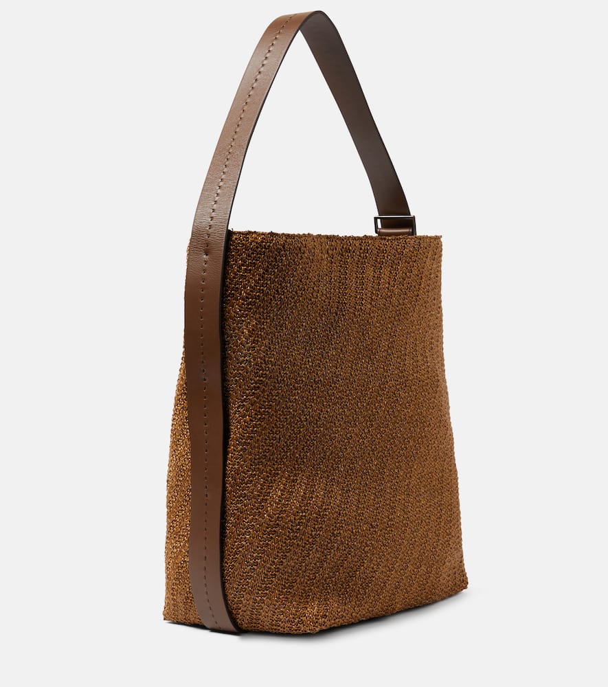 Shop Max Mara Archetipo Large Crochet Tote Bag In Brown