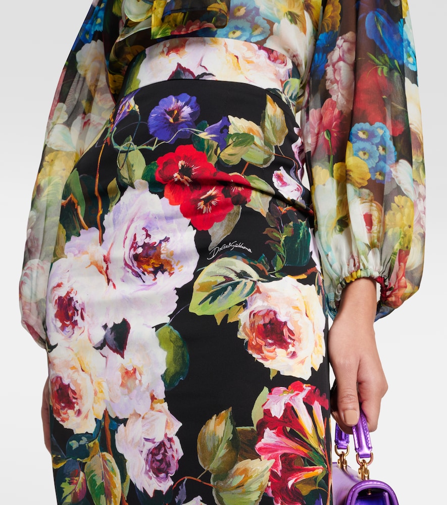  Dolce&gabbana Dolce&gabbana Midirock Rose Garden Aus Charmeuse 