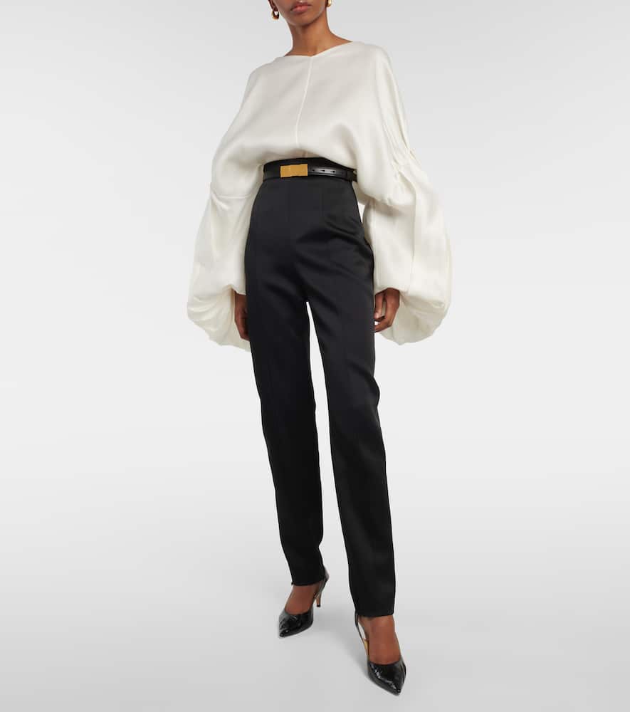 Khaite Womens Black Lenn Tapered-leg Woven Trousers In Black