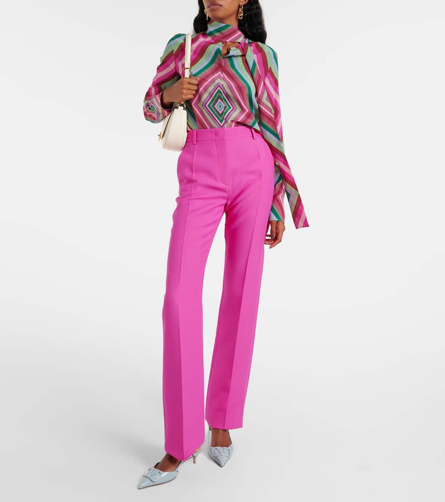 Shop Valentino Crepe Couture Flared Pants In Pink