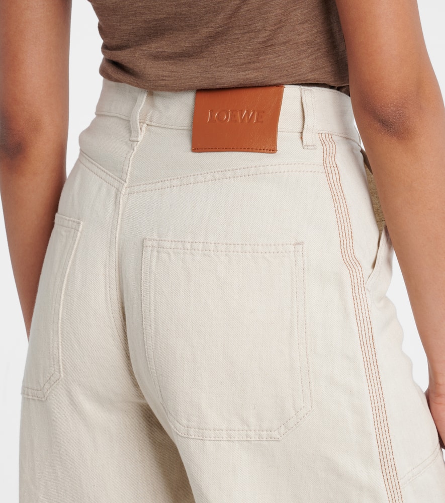 Shop Loewe Balloon Cotton And Linen Wide-leg Pants In White