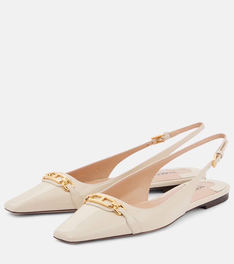 Tom Ford 5mm Patent Leather Slingbacks In Weiss