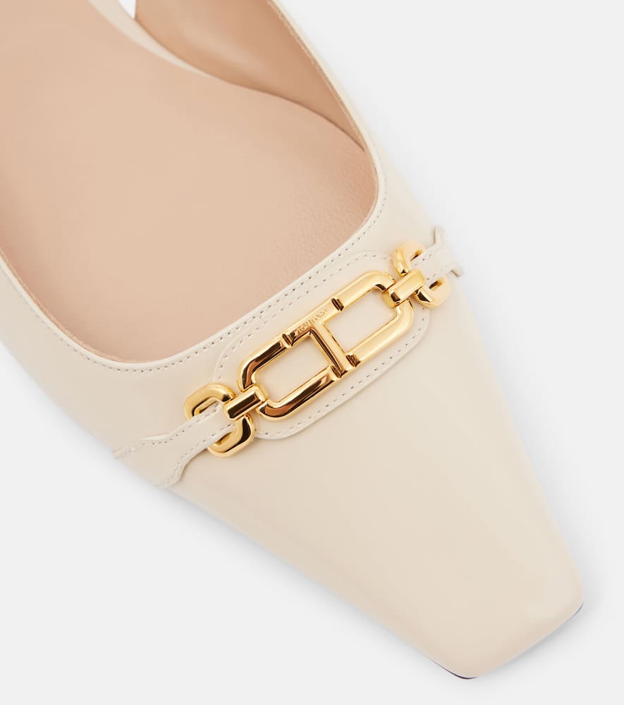 Tom Ford 5mm Patent Leather Slingbacks In Weiss