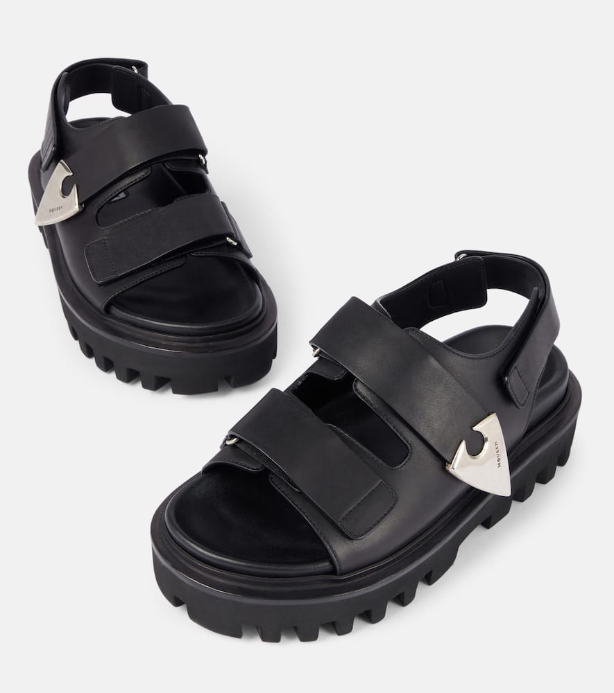 Alexander Mcqueen Leather Slingback Sandals In Black