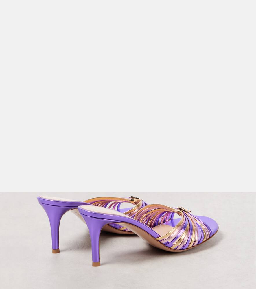 Gianvito Rossi Pantoletten 70 Aus Metallic-leder In Lila