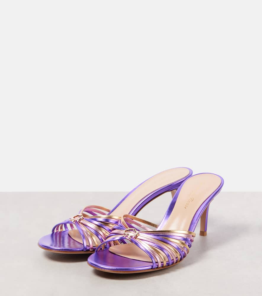 Gianvito Rossi Pantoletten 70 Aus Metallic-leder In Lila