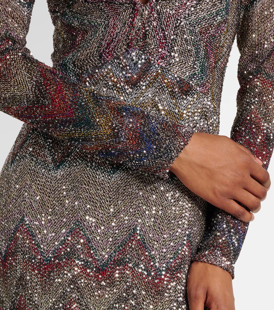 Missoni Zigzag Sequined Lamé Maxi Dress In Gray