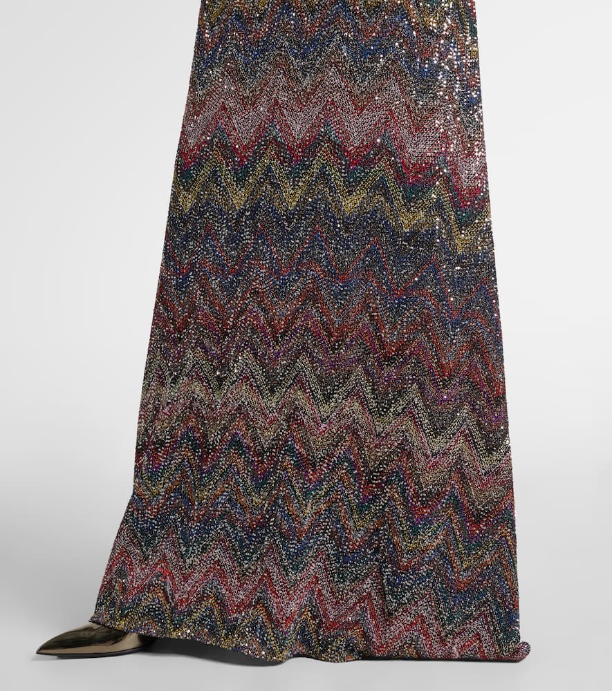 Missoni Zigzag Sequined Lamé Maxi Dress In Gray
