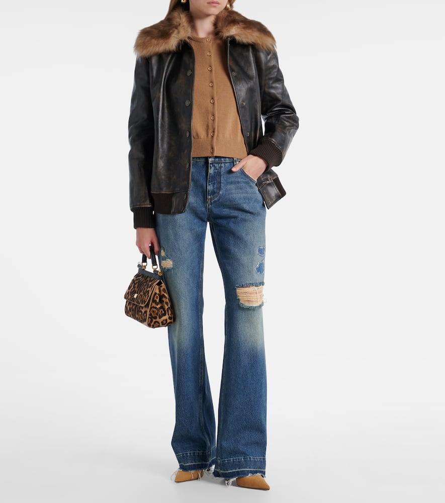 Dolce & Gabbana Wide-leg Distressed Five-pocket Jeans In Blue