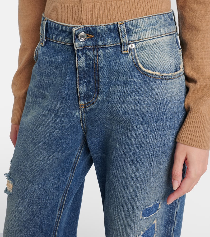 Dolce & Gabbana Wide-leg Distressed Five-pocket Jeans In Blue