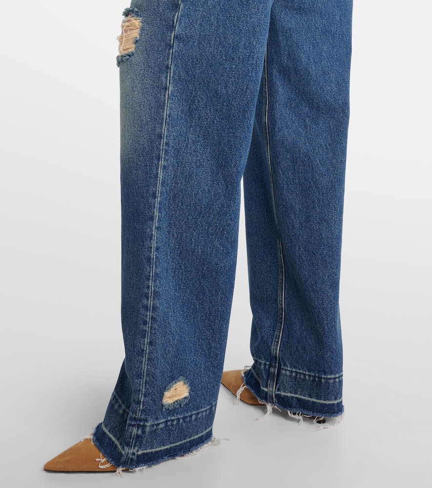 Dolce & Gabbana Wide-leg Distressed Five-pocket Jeans In Blue