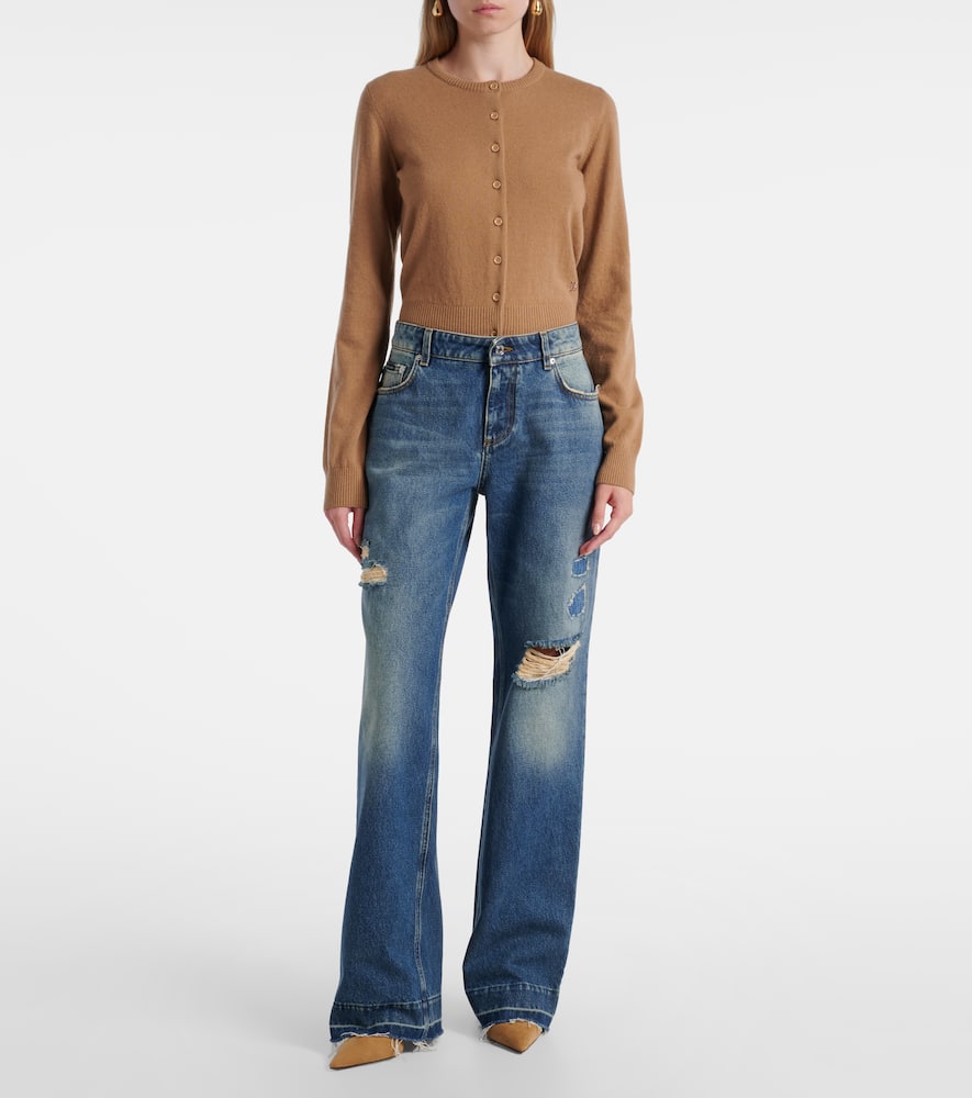 Dolce & Gabbana Wide-leg Distressed Five-pocket Jeans In Blue
