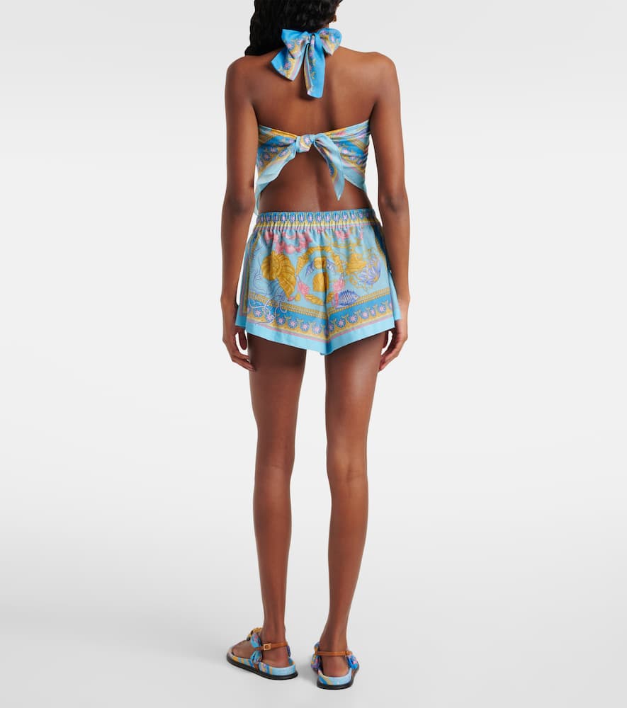Versace Printed Halterneck Cotton And Silk Top