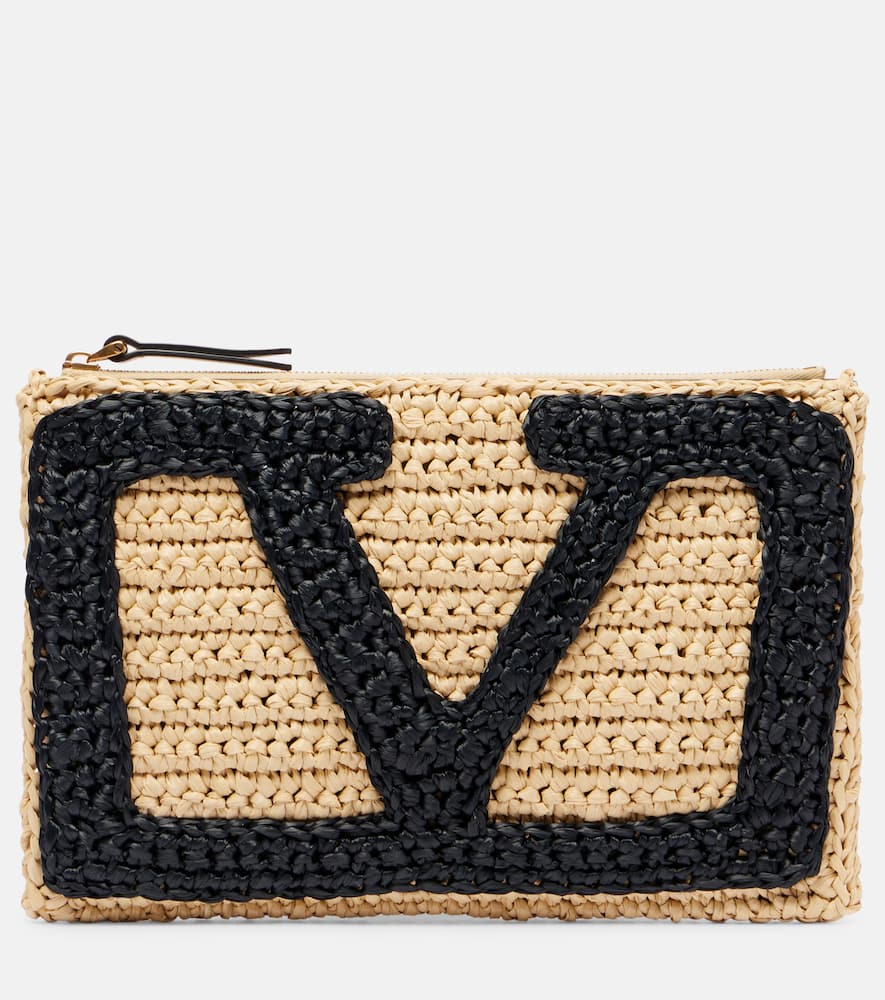 Valentino Garavani Garavani Viva Superstar Small Pouch In Synthetic Raffia Woman Natural Uni