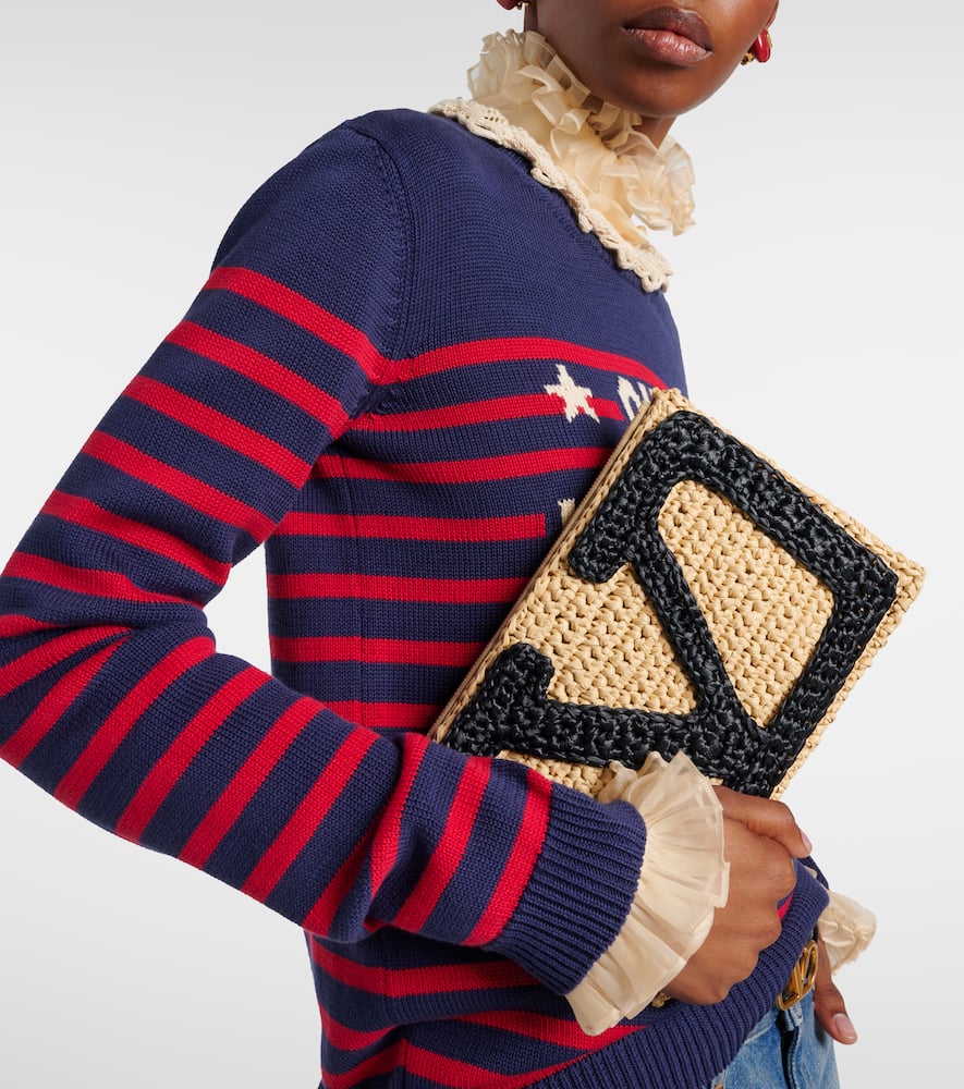 Valentino Garavani Garavani Viva Superstar Small Pouch In Synthetic Raffia Woman Natural Uni