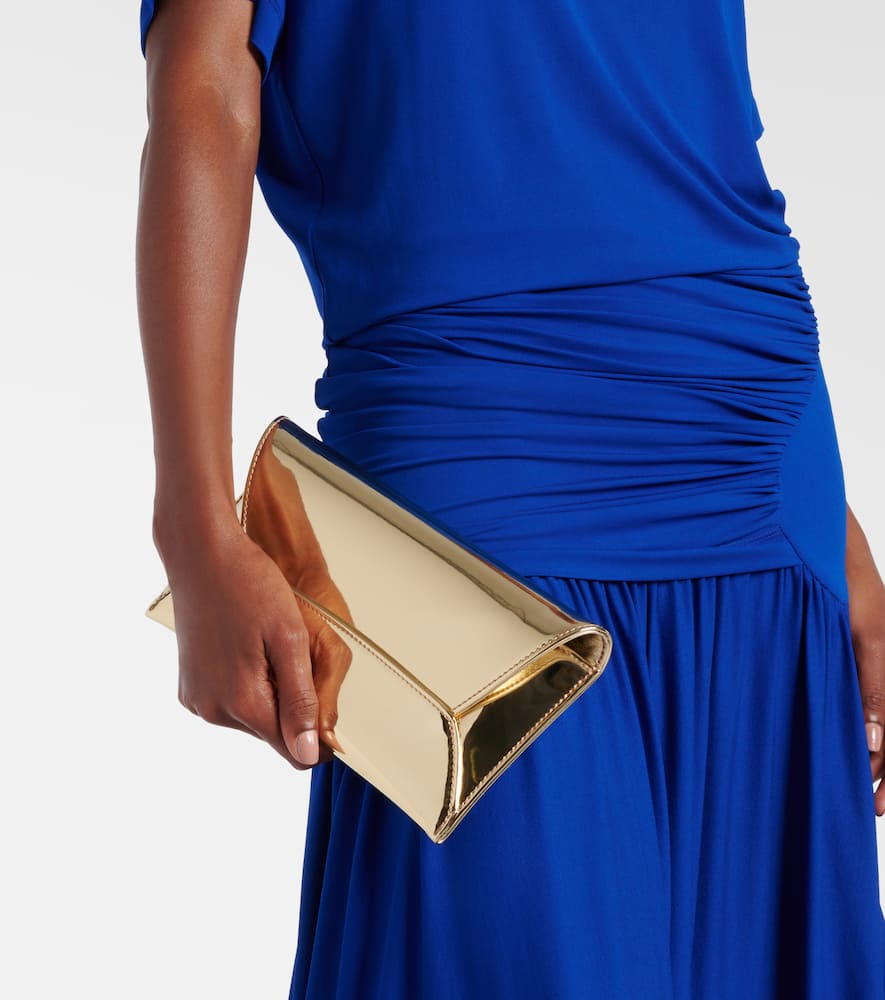 Aquazzura Envelope Metallic Leather Clutch In Gold