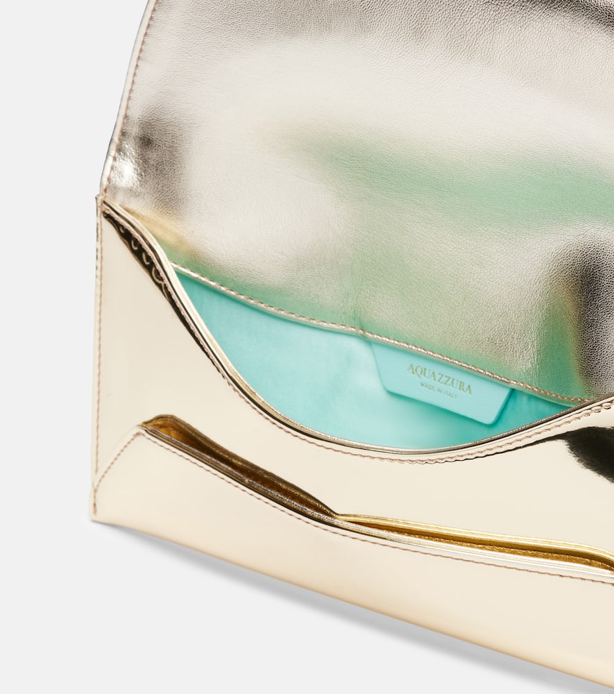 Aquazzura Envelope Metallic Leather Clutch In Gold