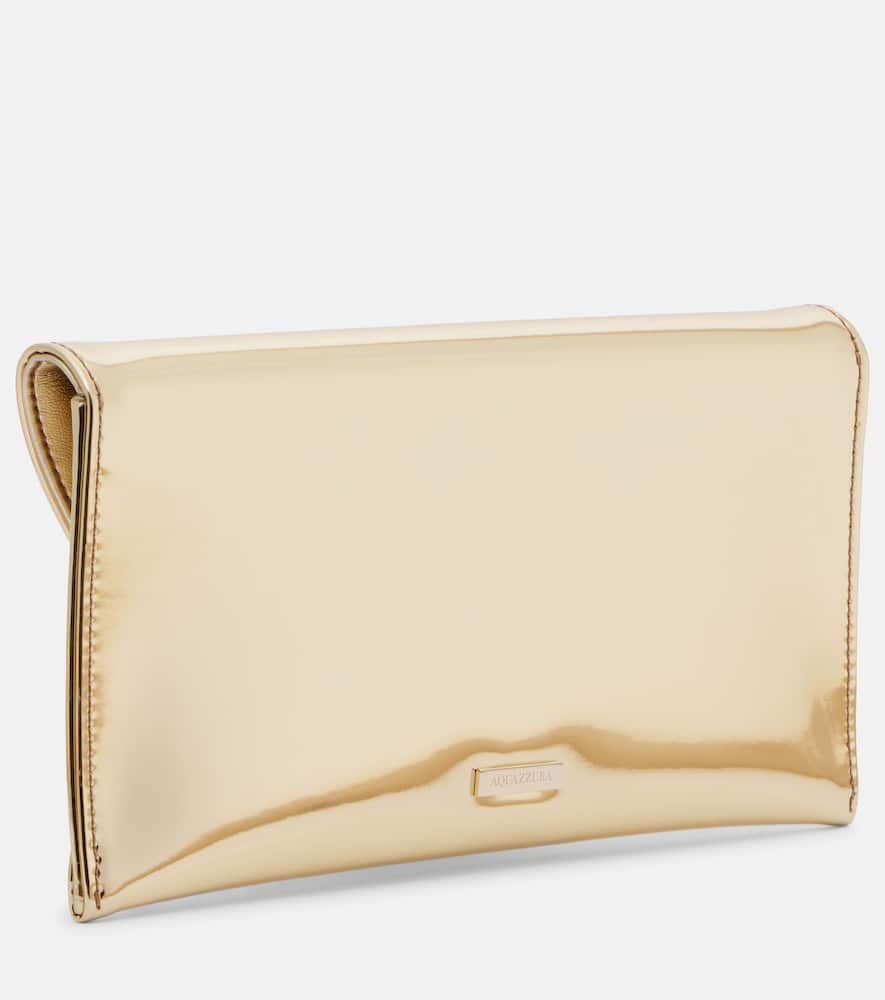 Aquazzura Envelope Metallic Leather Clutch In Gold