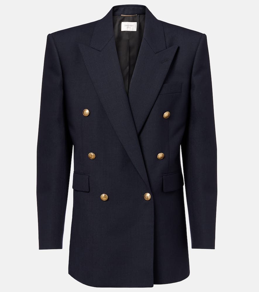 Double-breasted wool chiné blazer