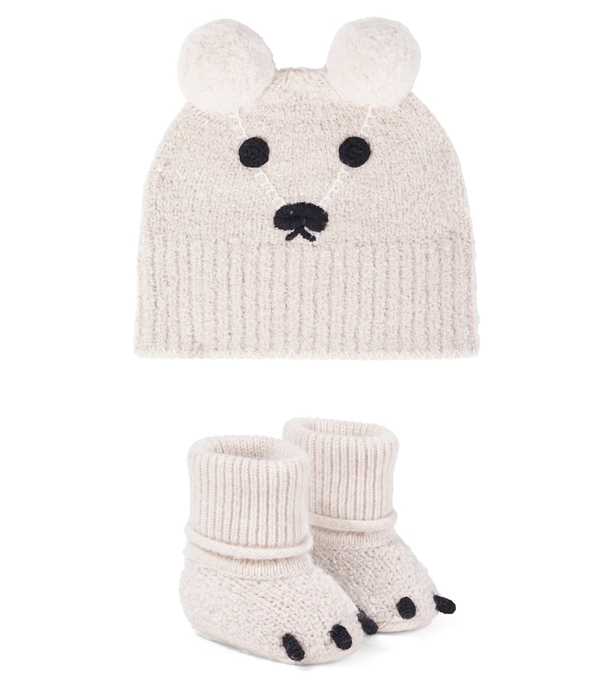 Burberry Baby Set Of Cotton-blend Beanie And Booties In Neutral
